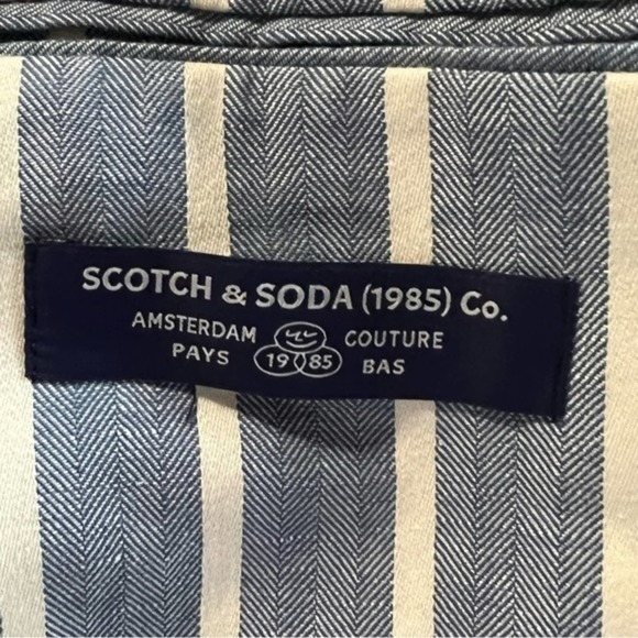 Scotch & Soda Men’s Herringbone Striped Blue Linen Blend Blazer Jacket Size XL - Picture 9 of 9